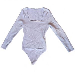 Abercrombie and Fitch Purple thick knit bodysuit square neckline long sleeve